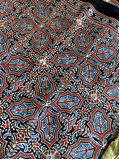 NUSHRAT: HANDMADE AJRAKH BANDHEJ MODAL SILK SAREE