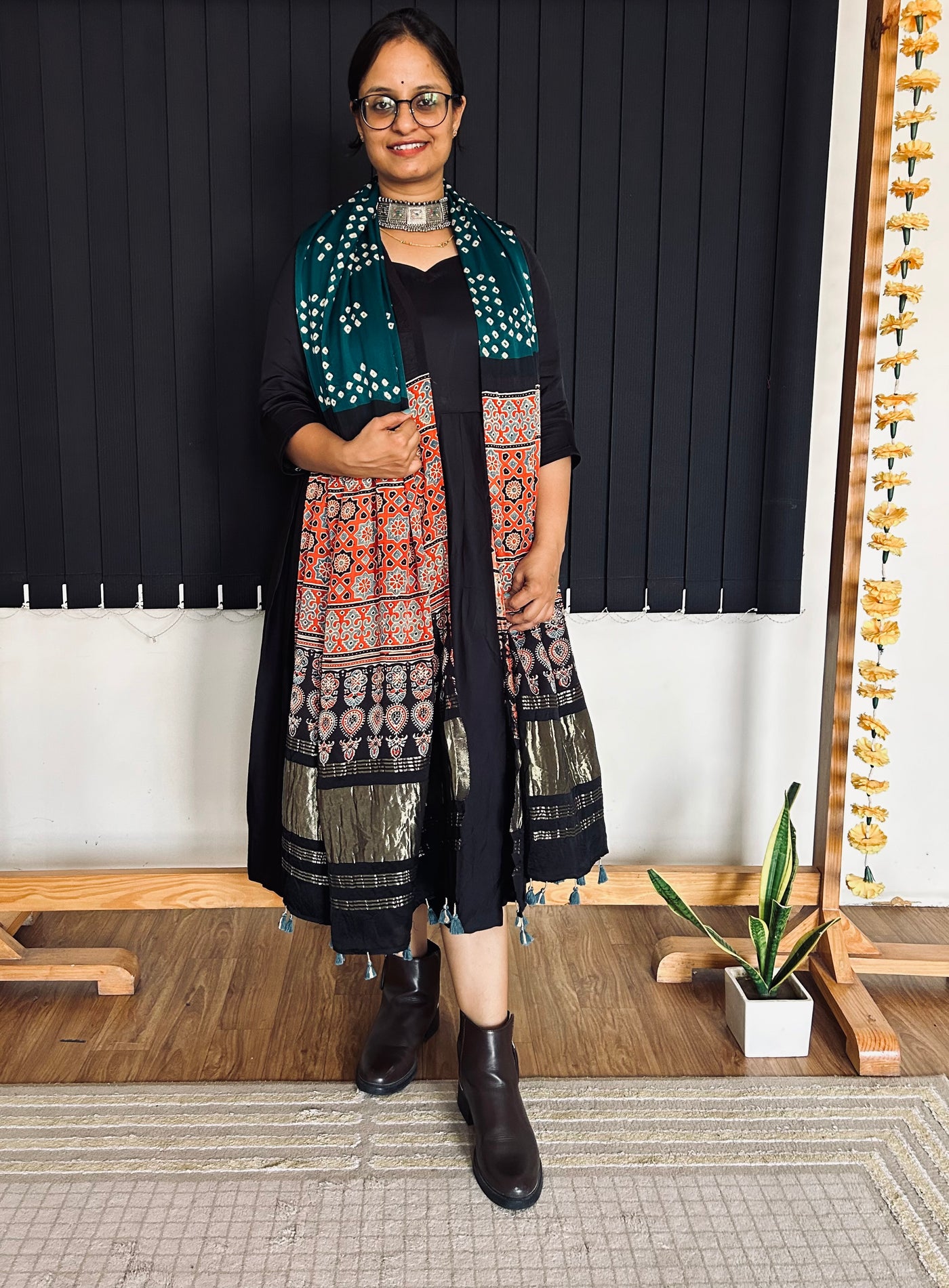SRIJAN : HANDMADE BANDHANI AJRAKH MODAL SILK DUPATTA WITH TISSUE