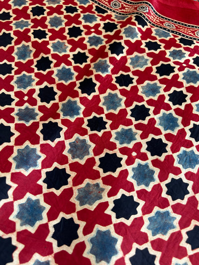 BANSHURI: HANDMADE AJRAKH BANDHEJ MODAL SILK SAREE