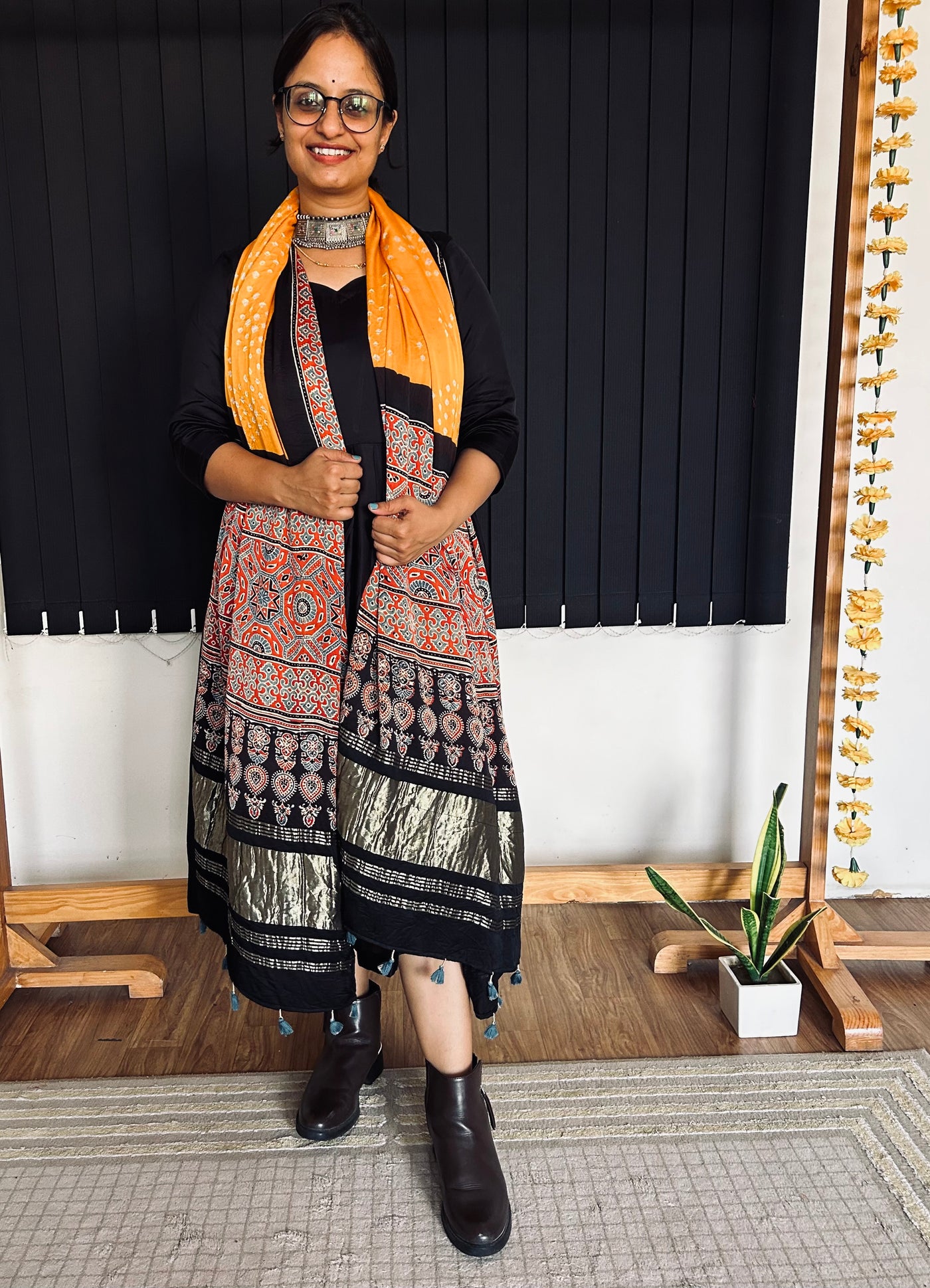 GAURI : HANDMADE BANDHANI AJRAKH MODAL SILK DUPATTA WITH TISSUE