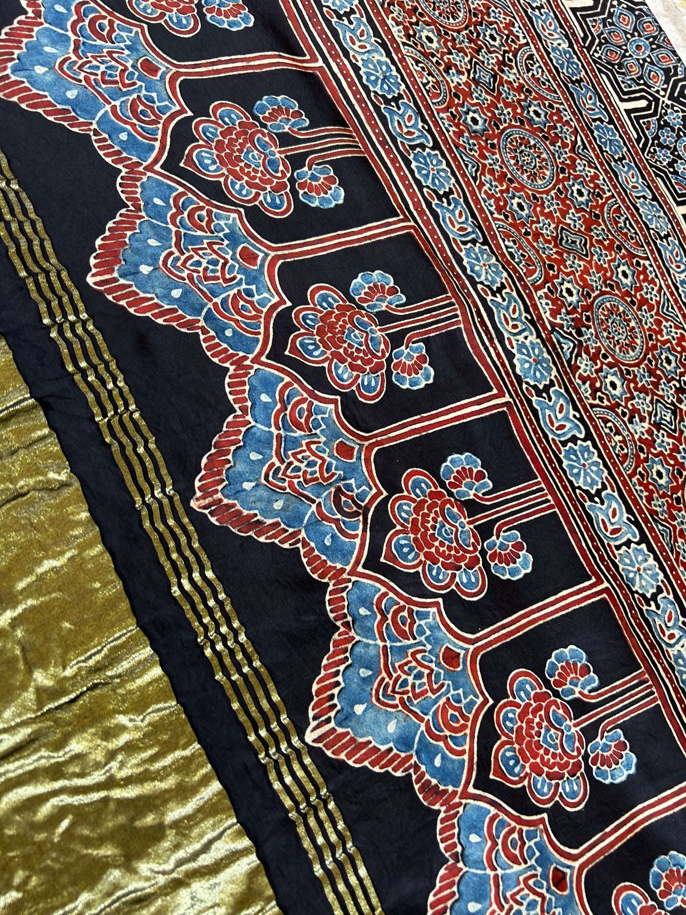 TULIKA: HANDMADE AJRAKH BANDHEJ MODAL SILK SAREE