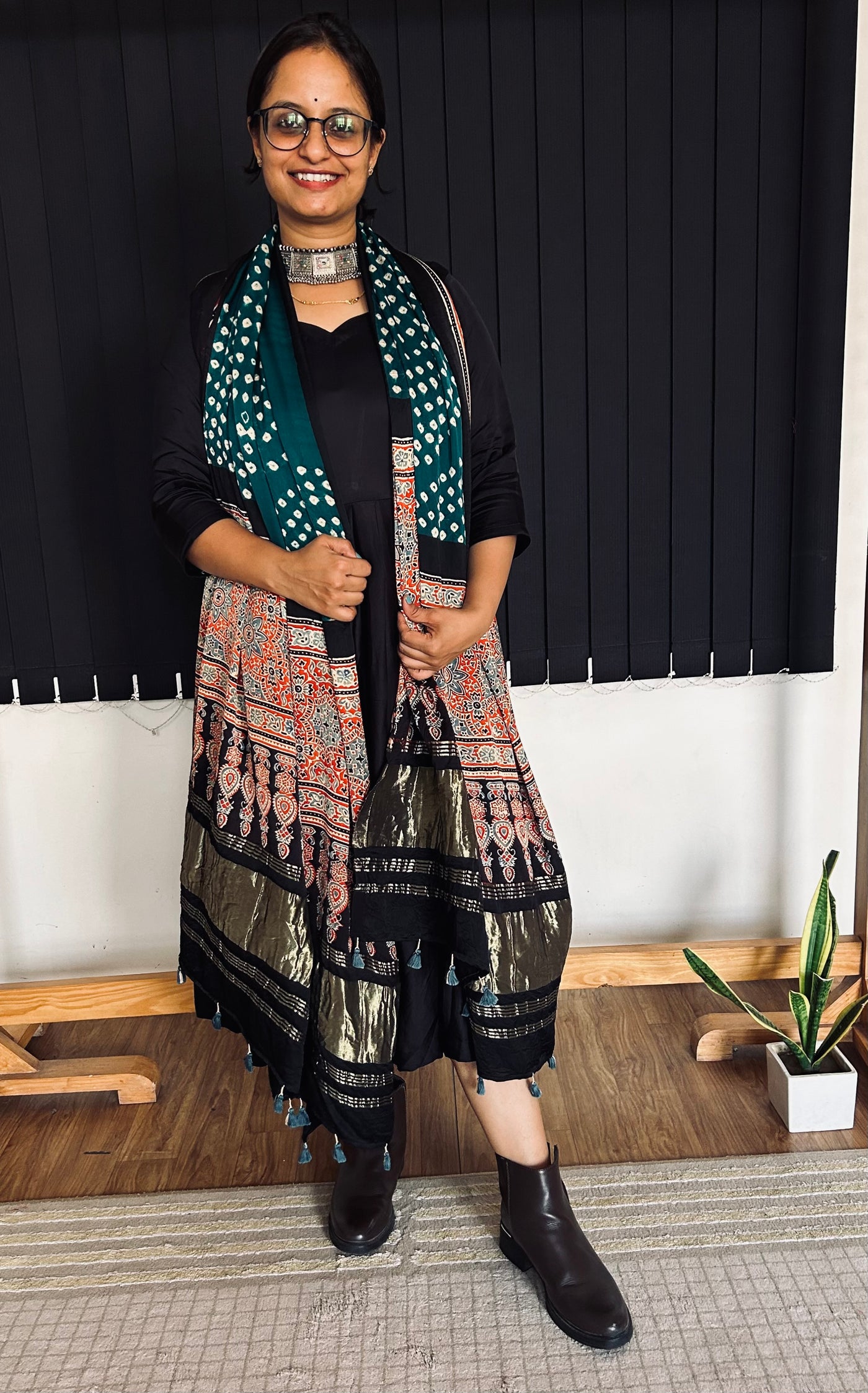 MAULI: HANDMADE BANDHANI AJRAKH MODAL SILK DUPATTA WITH TISSUE