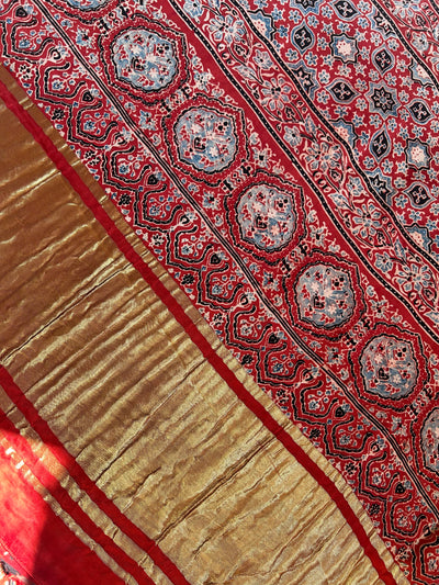 SUVARNA:Handmade Gharchola Ajrakh Saree