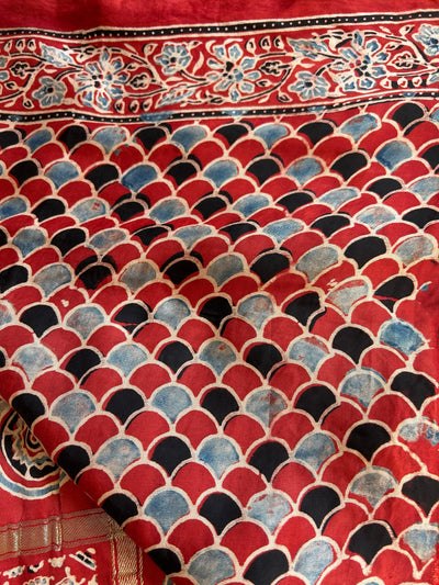 SUVARNA:Handmade Gharchola Ajrakh Saree