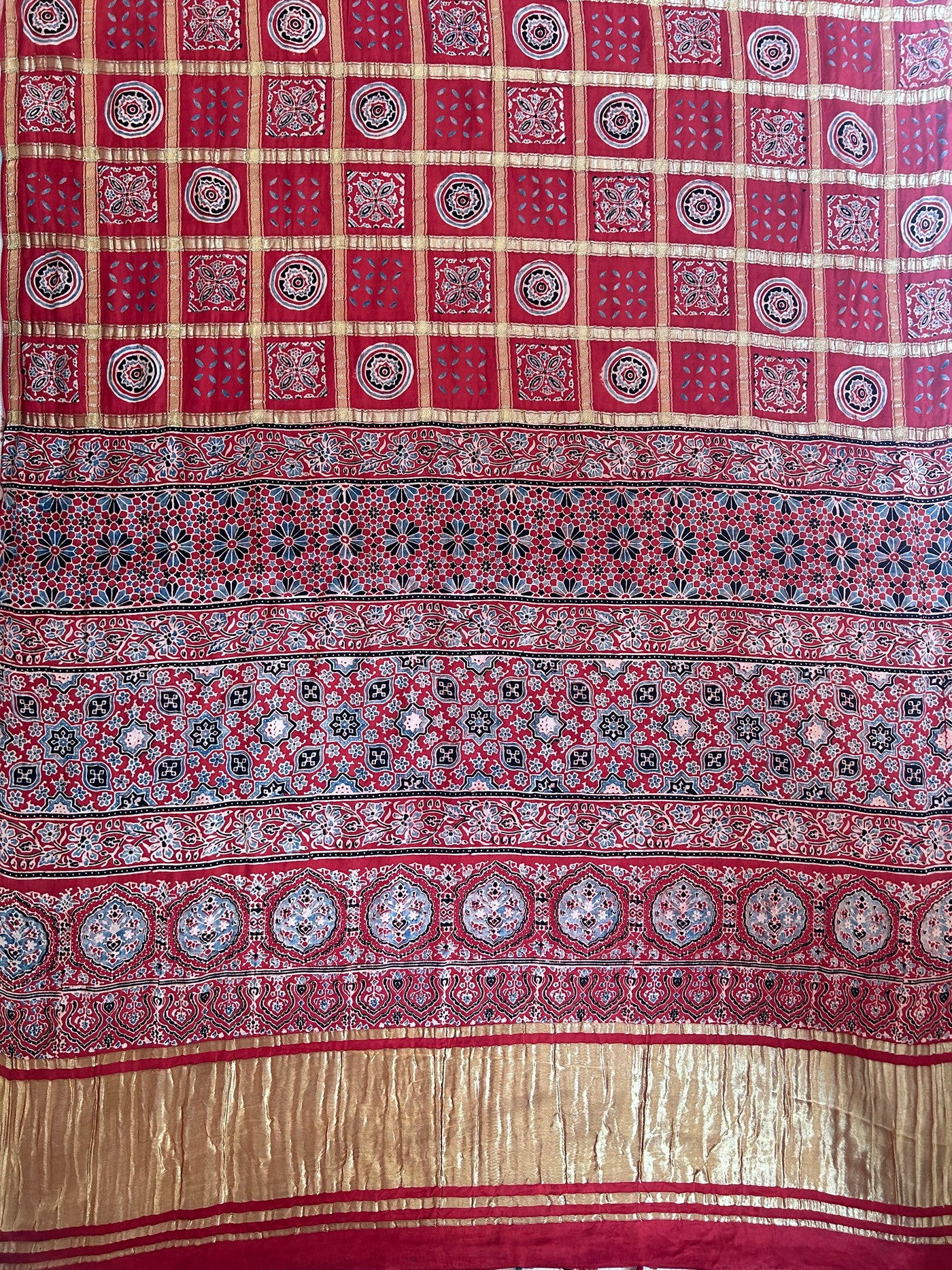 SUVARNA:Handmade Gharchola Ajrakh Saree