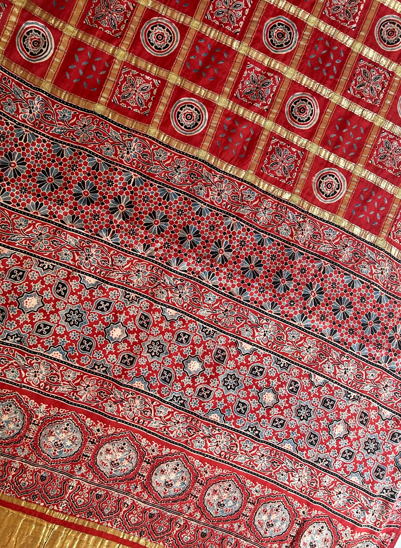 SUVARNA:Handmade Gharchola Ajrakh Saree