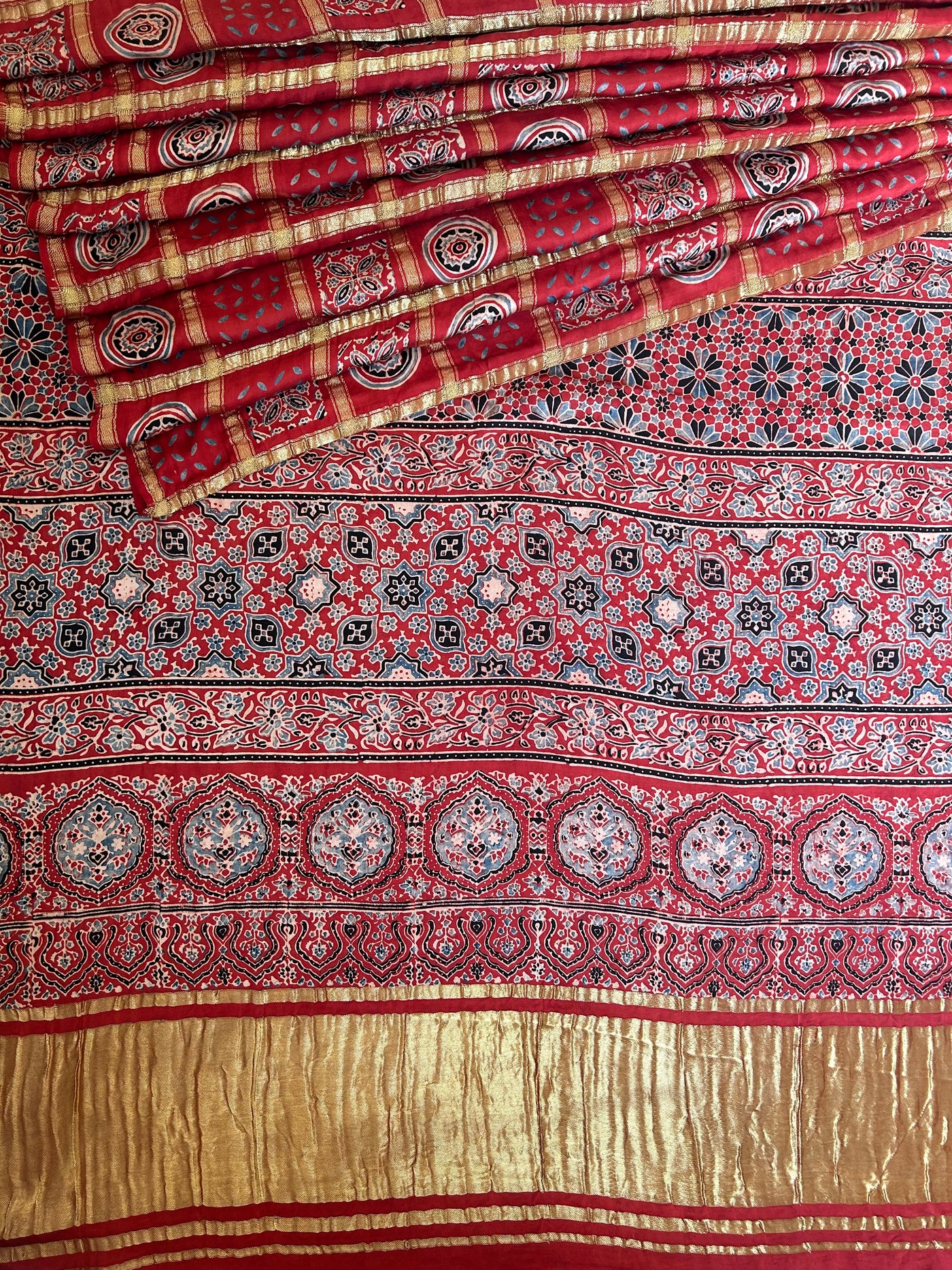 SUVARNA:Handmade Gharchola Ajrakh Saree