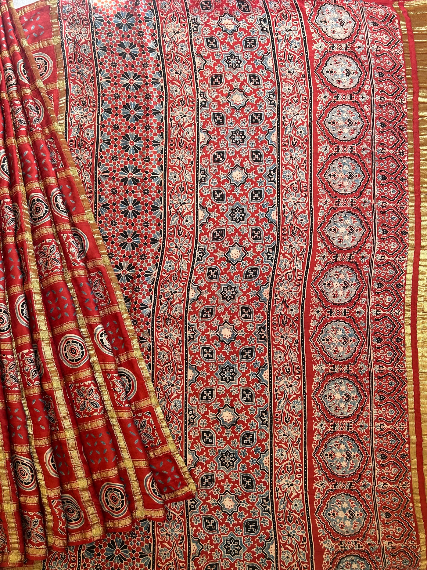 SUVARNA:Handmade Gharchola Ajrakh Saree