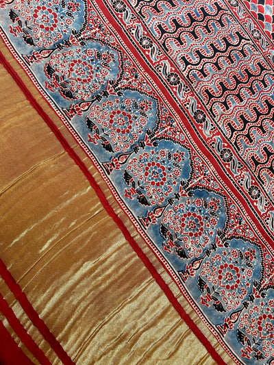 PAKHI:Handmade Gharchola Ajrakh Saree