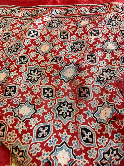 PAKHI:Handmade Gharchola Ajrakh Saree