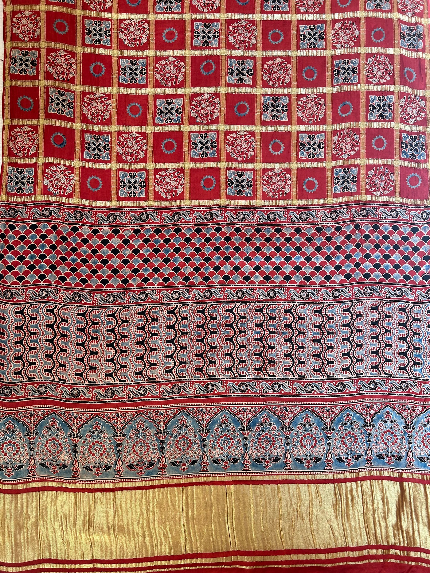 PAKHI:Handmade Gharchola Ajrakh Saree