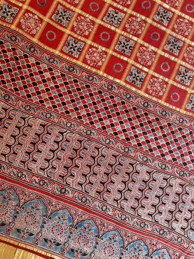 PAKHI:Handmade Gharchola Ajrakh Saree