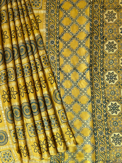 KUNDAN:Handmade Gharchola Ajrakh Saree