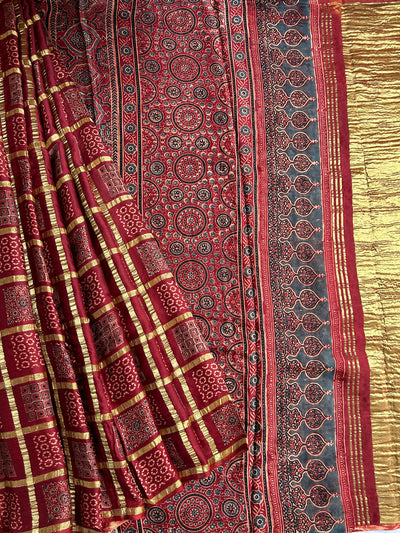 UMA:Handmade Gharchola Ajrakh Saree