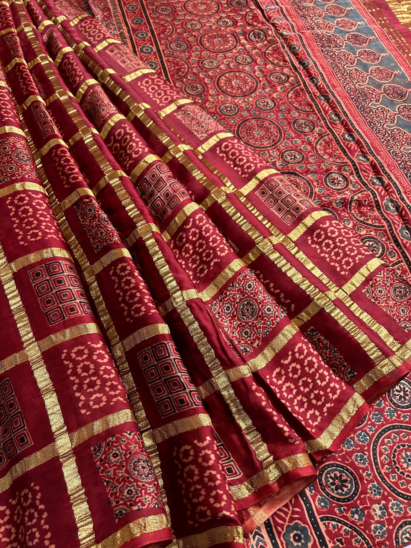 UMA:Handmade Gharchola Ajrakh Saree