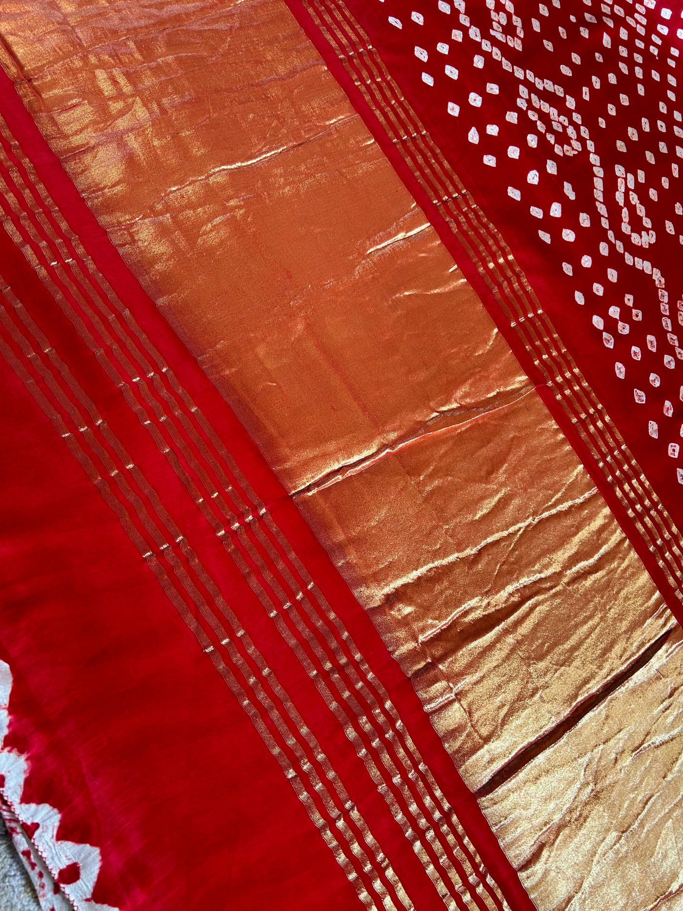 SAKHI: bandhani saree with tissue palla