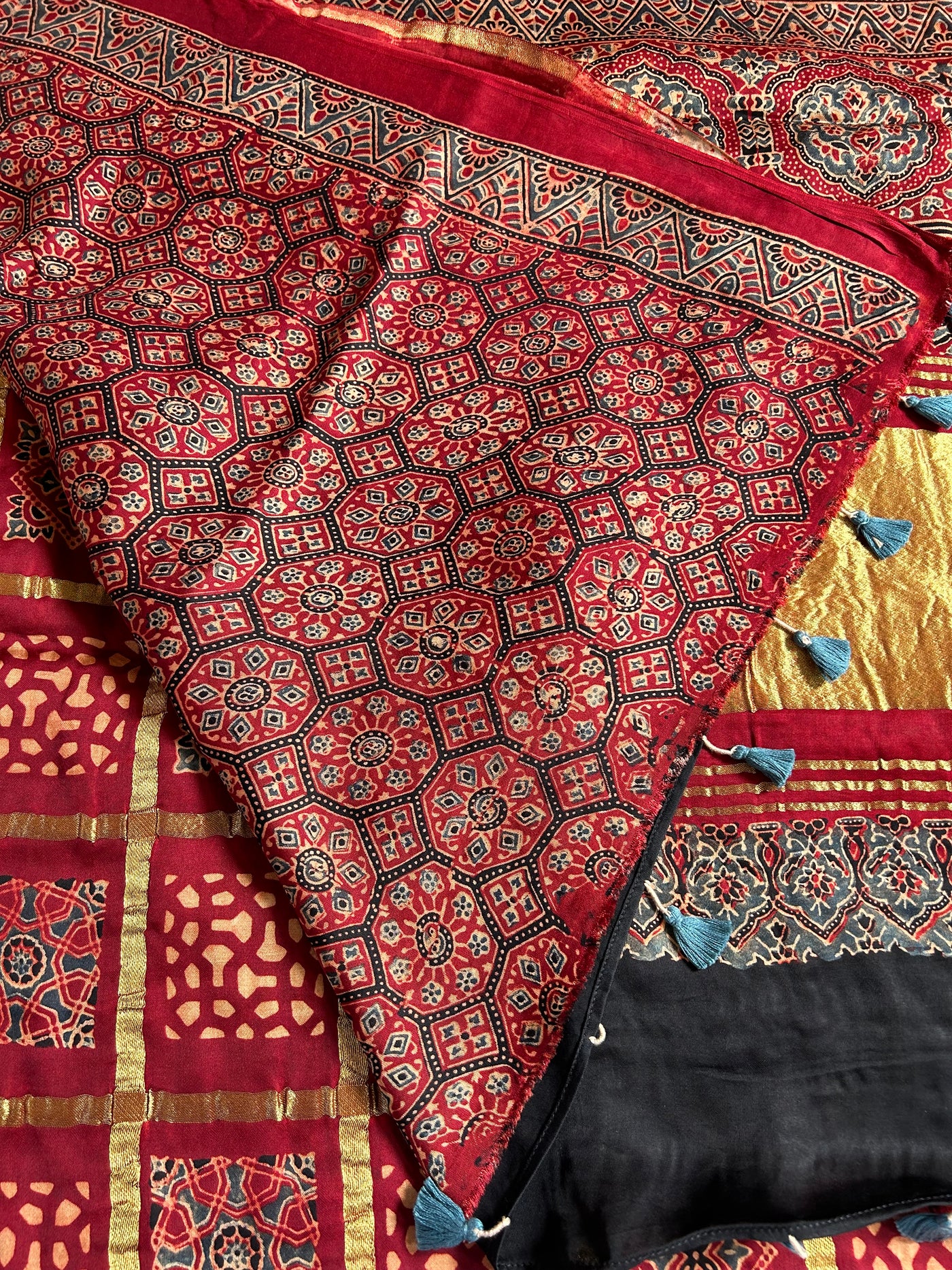 MANU:Handmade Gharchola Ajrakh Saree