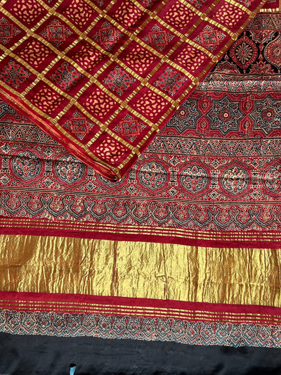 MANU:Handmade Gharchola Ajrakh Saree