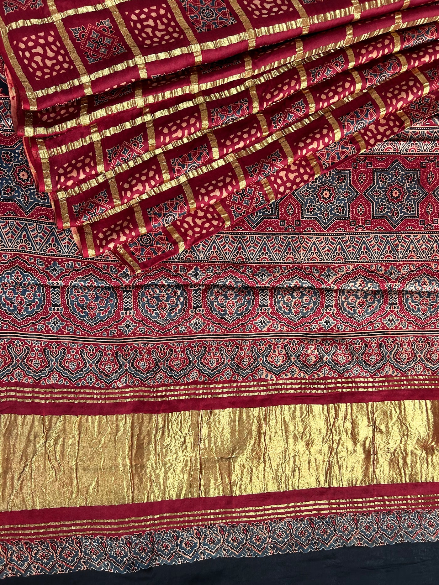 MANU:Handmade Gharchola Ajrakh Saree