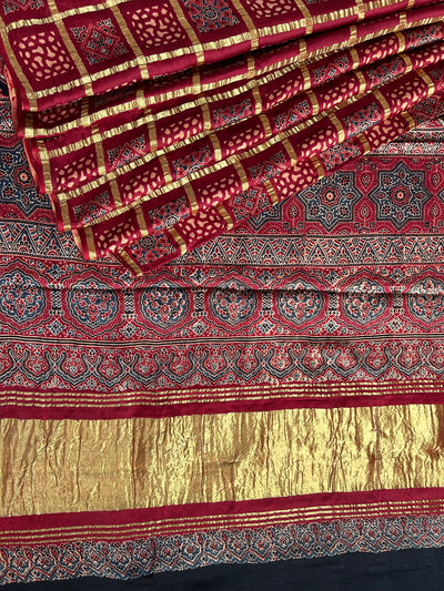 MANU:Handmade Gharchola Ajrakh Saree