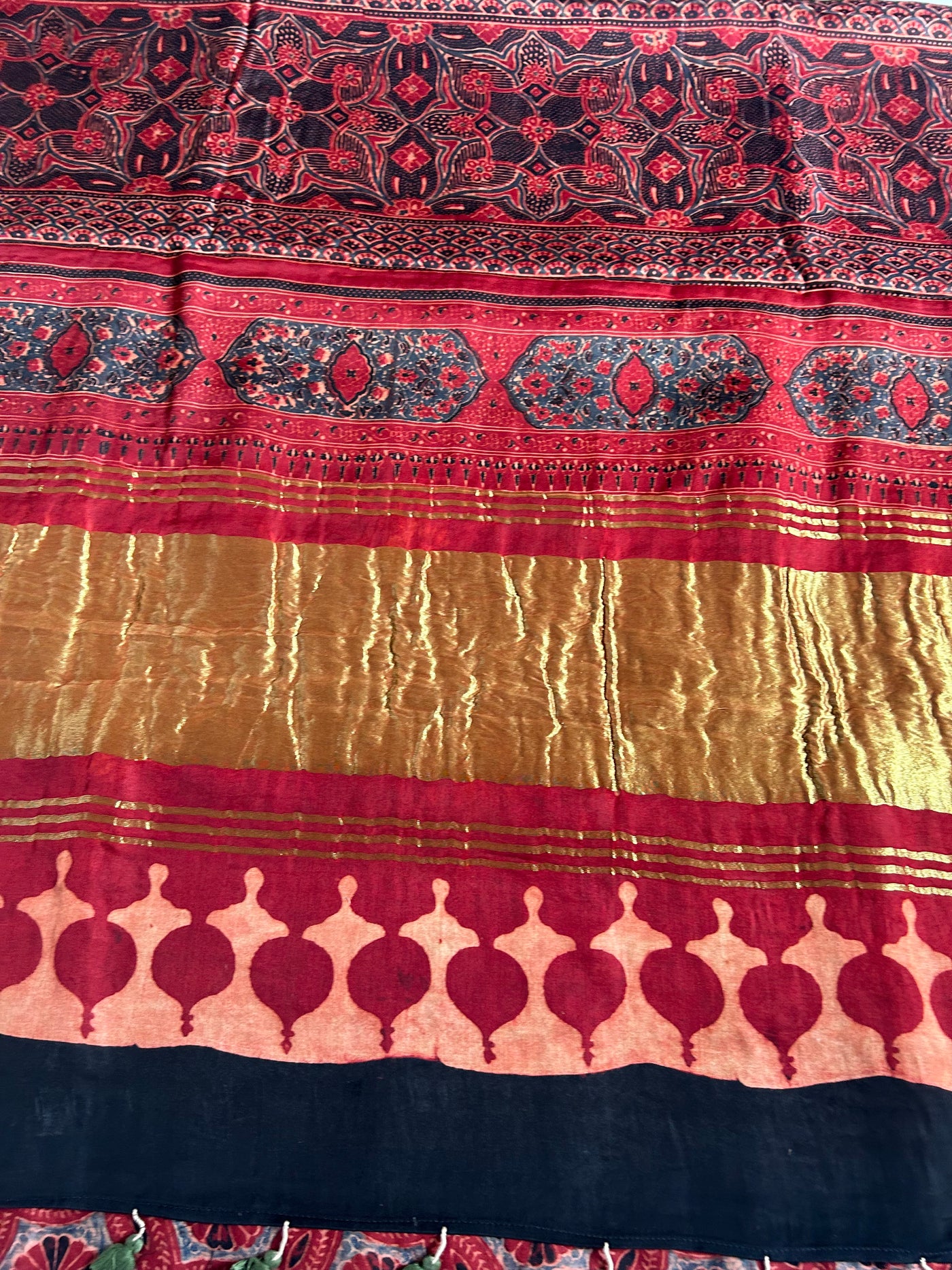 KUNTI:Handmade Gharchola Ajrakh Saree