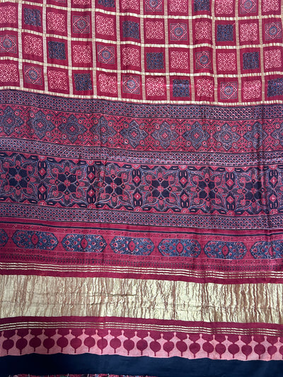 KUNTI:Handmade Gharchola Ajrakh Saree