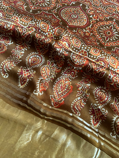 ROSHAN : Handblock Gharchola modal silk saree