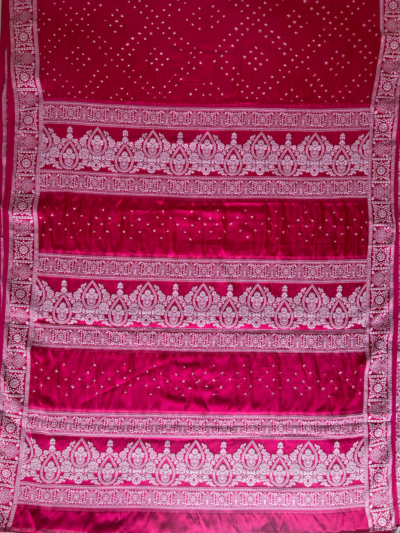 NARI: Handmade Bandhani Modal Silk Saree With Designer Pallu