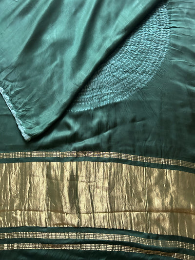 Coriander leaf: Handmade Modal Silk Saree with Tissue Pallu