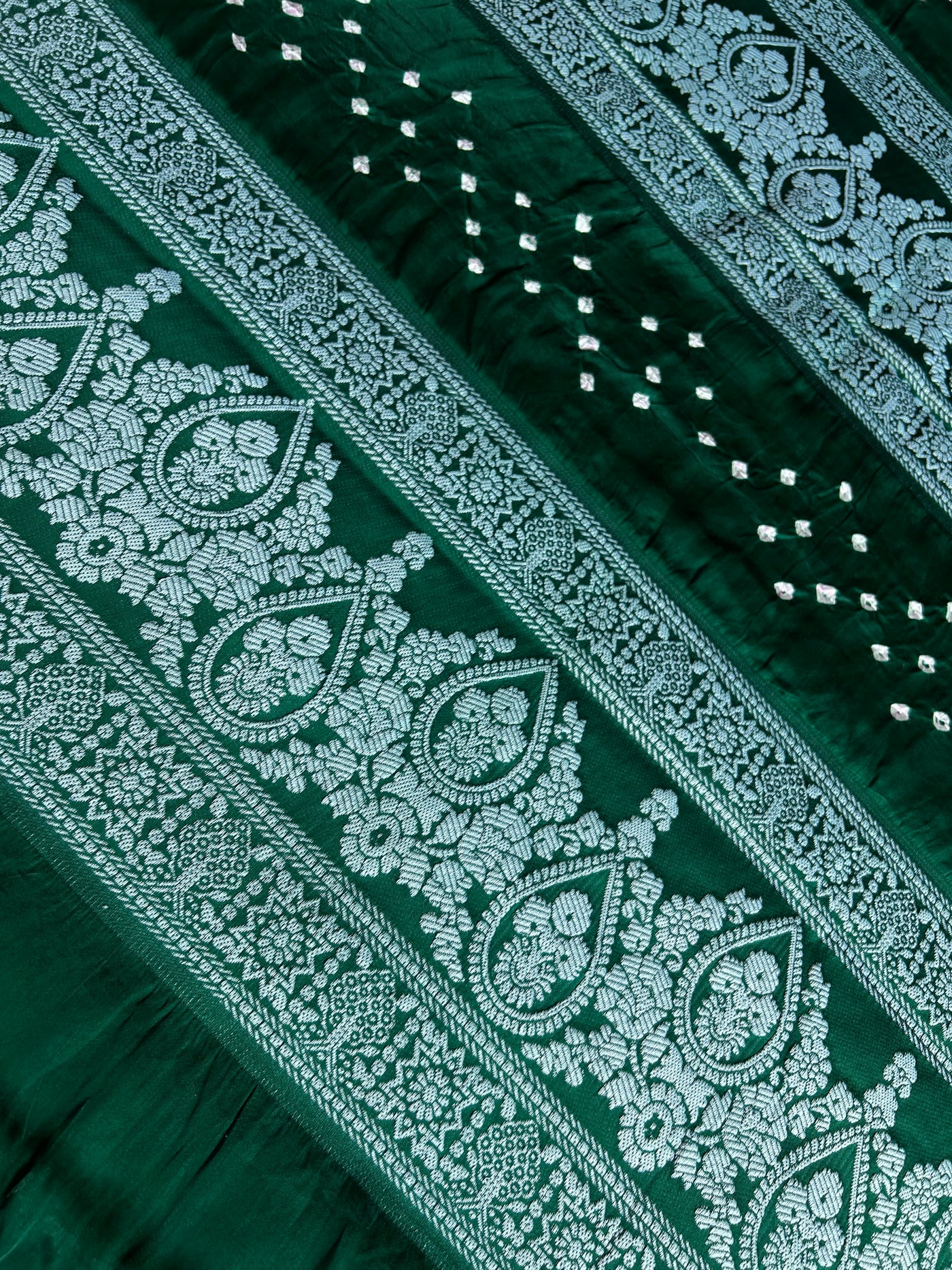 BRIJVALA: Handmade Bandhani Modal Silk Saree With Designer Pallu