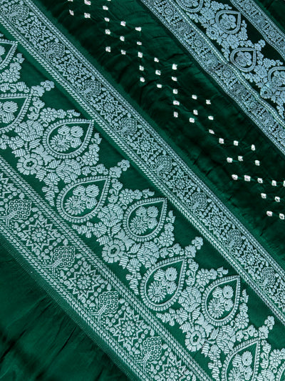 BRIJVALA: Handmade Bandhani Modal Silk Saree With Designer Pallu