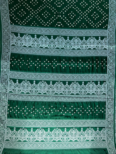 BRIJVALA: Handmade Bandhani Modal Silk Saree With Designer Pallu