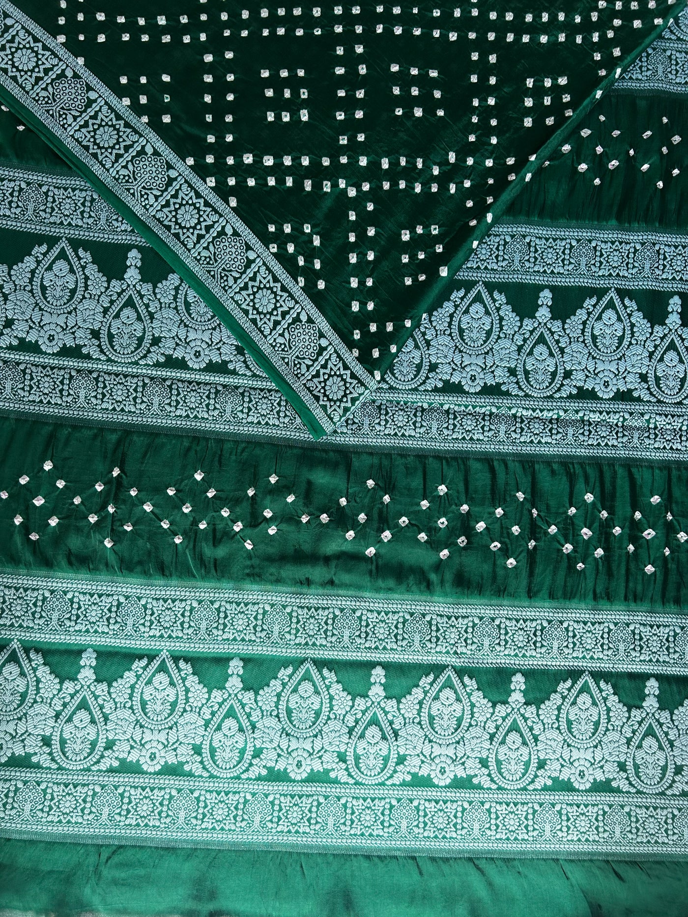 BRIJVALA: Handmade Bandhani Modal Silk Saree With Designer Pallu