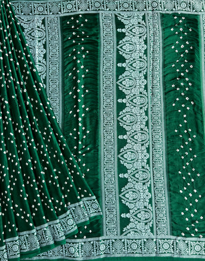 BRIJVALA: Handmade Bandhani Modal Silk Saree With Designer Pallu