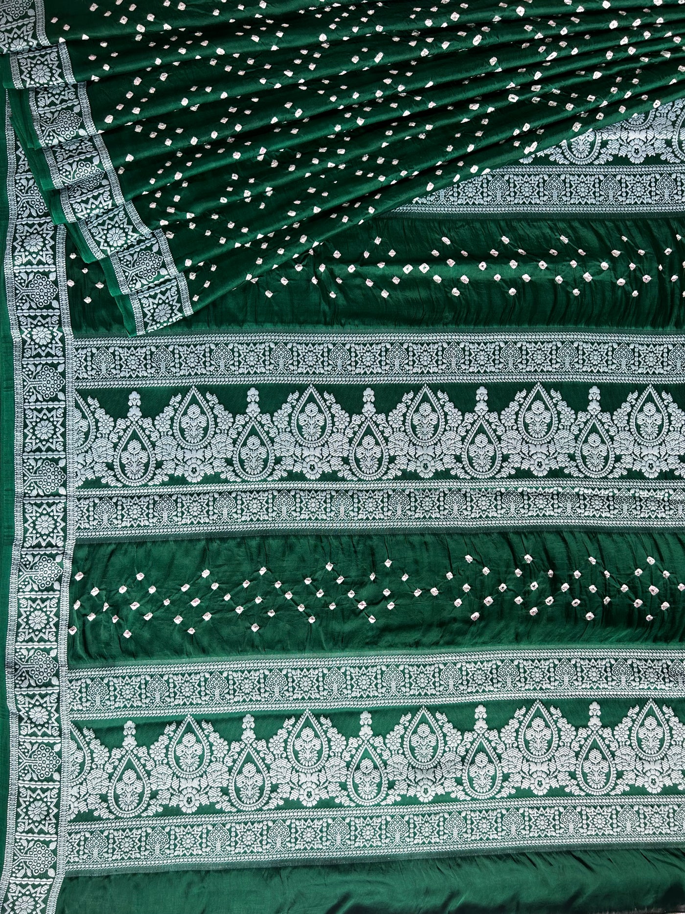 BRIJVALA: Handmade Bandhani Modal Silk Saree With Designer Pallu