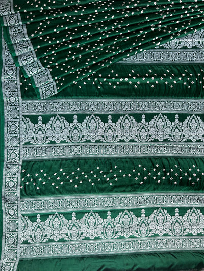 BRIJVALA: Handmade Bandhani Modal Silk Saree With Designer Pallu