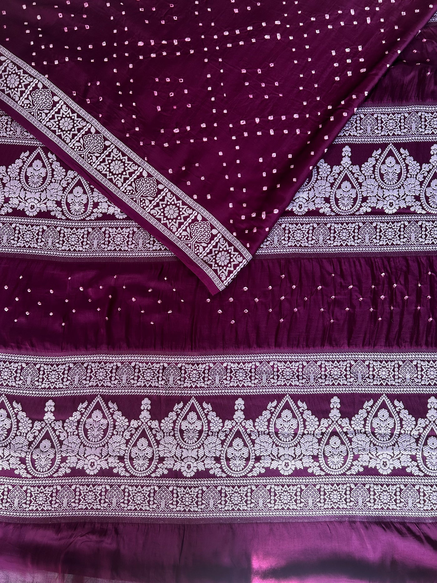 AADVIKA: Handmade Bandhani Modal Silk Saree With Designer Pallu