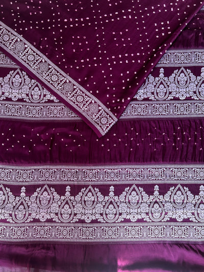 AADVIKA: Handmade Bandhani Modal Silk Saree With Designer Pallu