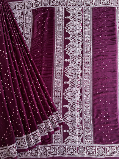 AADVIKA: Handmade Bandhani Modal Silk Saree With Designer Pallu