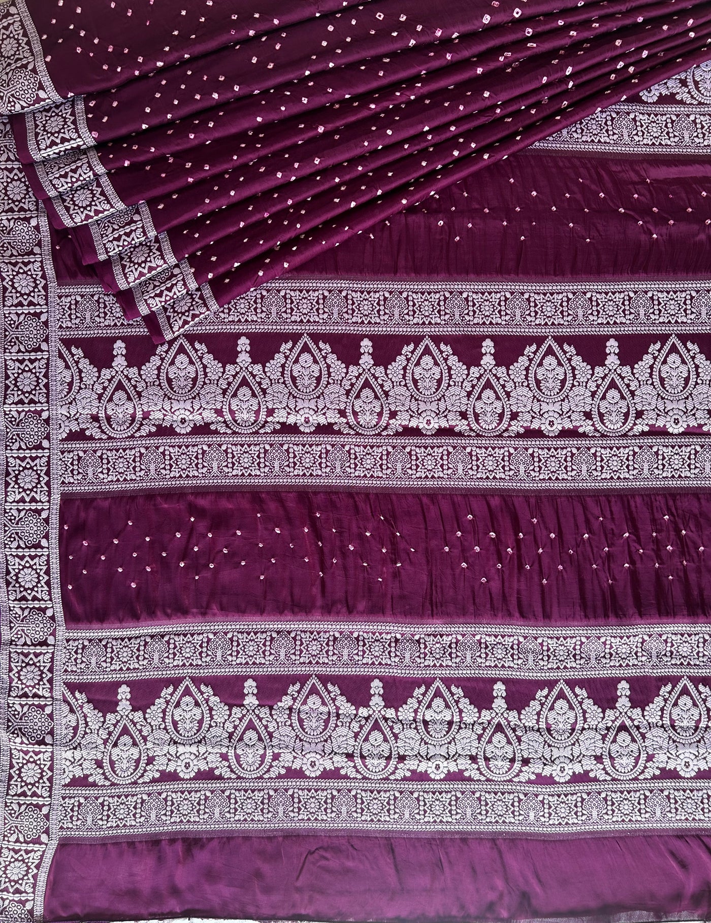 AADVIKA: Handmade Bandhani Modal Silk Saree With Designer Pallu