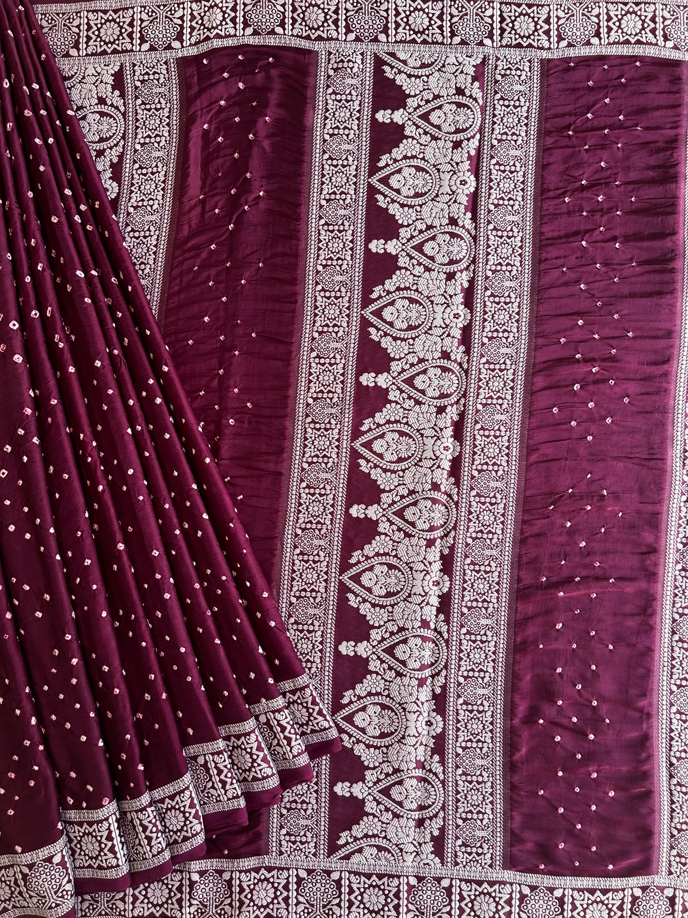AADVIKA: Handmade Bandhani Modal Silk Saree With Designer Pallu