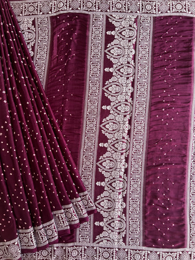 AADVIKA: Handmade Bandhani Modal Silk Saree With Designer Pallu