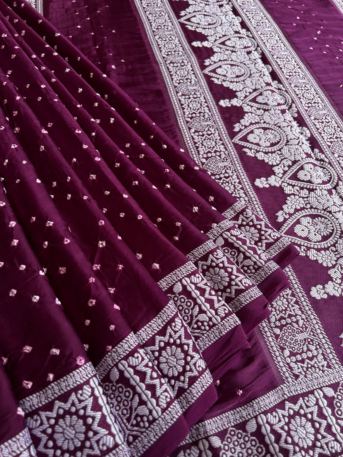 AADVIKA: Handmade Bandhani Modal Silk Saree With Designer Pallu