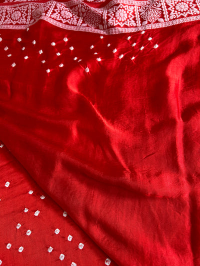 PRAKATI: Handmade Bandhani Modal Silk Saree With Designer Pallu
