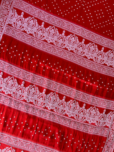 PRAKATI: Handmade Bandhani Modal Silk Saree With Designer Pallu