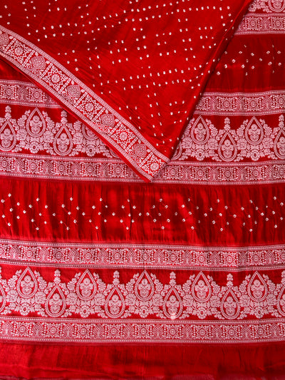 PRAKATI: Handmade Bandhani Modal Silk Saree With Designer Pallu