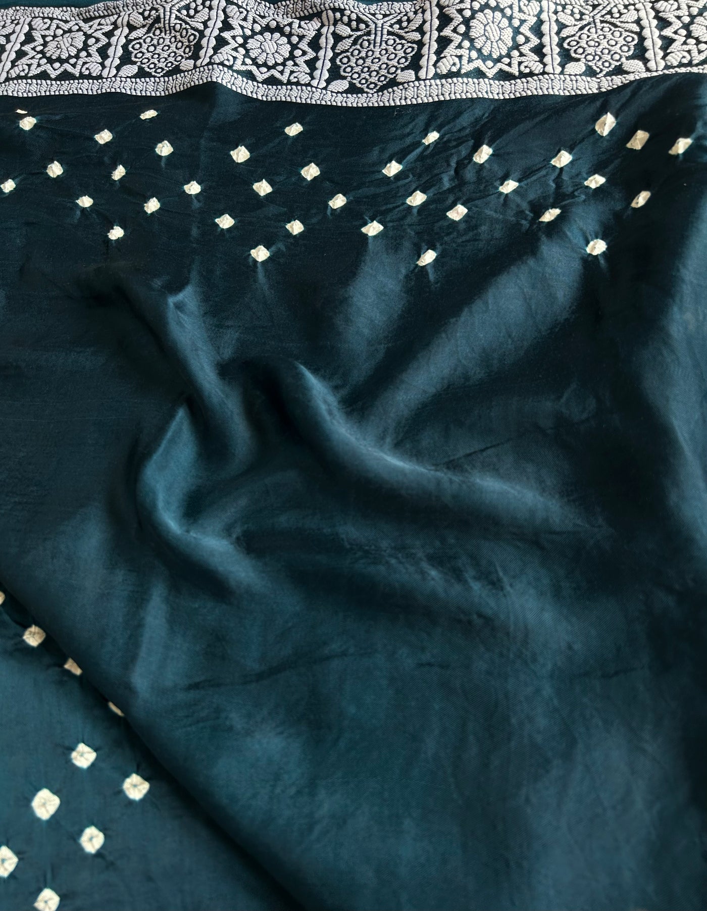 JIGNA: Handmade Bandhani Modal Silk Saree With Designer Pallu