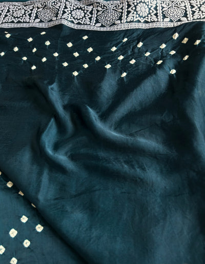 JIGNA: Handmade Bandhani Modal Silk Saree With Designer Pallu