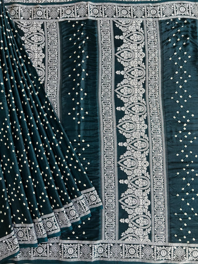 JIGNA: Handmade Bandhani Modal Silk Saree With Designer Pallu