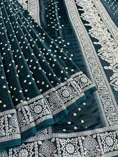 JIGNA: Handmade Bandhani Modal Silk Saree With Designer Pallu